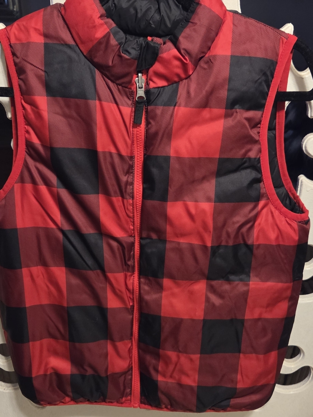 Red and Black Buffalo Plaid Puffer Vest